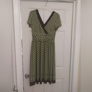 Green and brown Sandra Darren dress